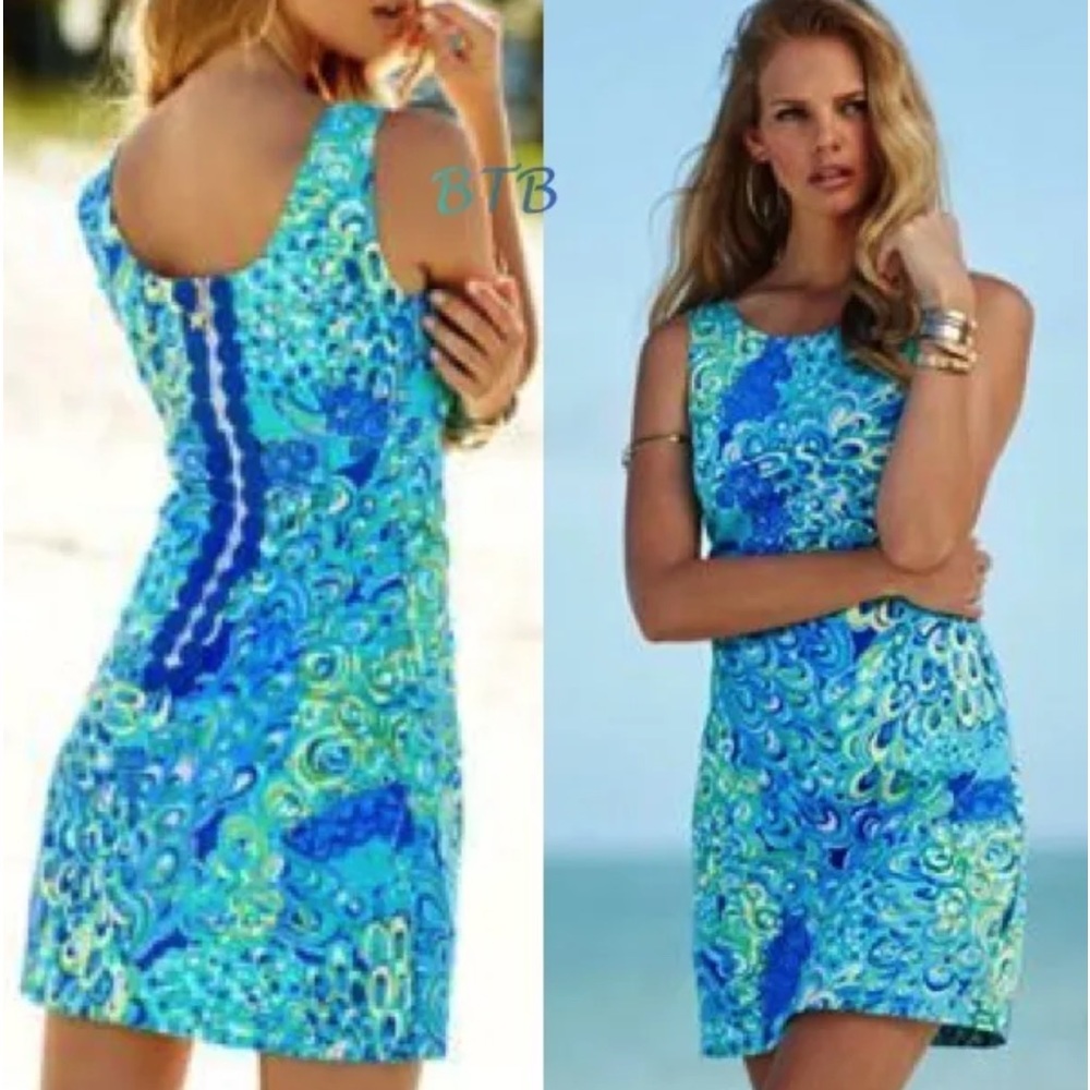 NWT LILLY PULITZER CATHY SHIFT SEA BLUE LILLY'S LAGOON GRAIL! BEAUTIFUL!! - Picture 1 of 14